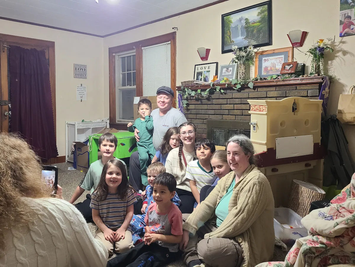 The whole Westover family together in the living room